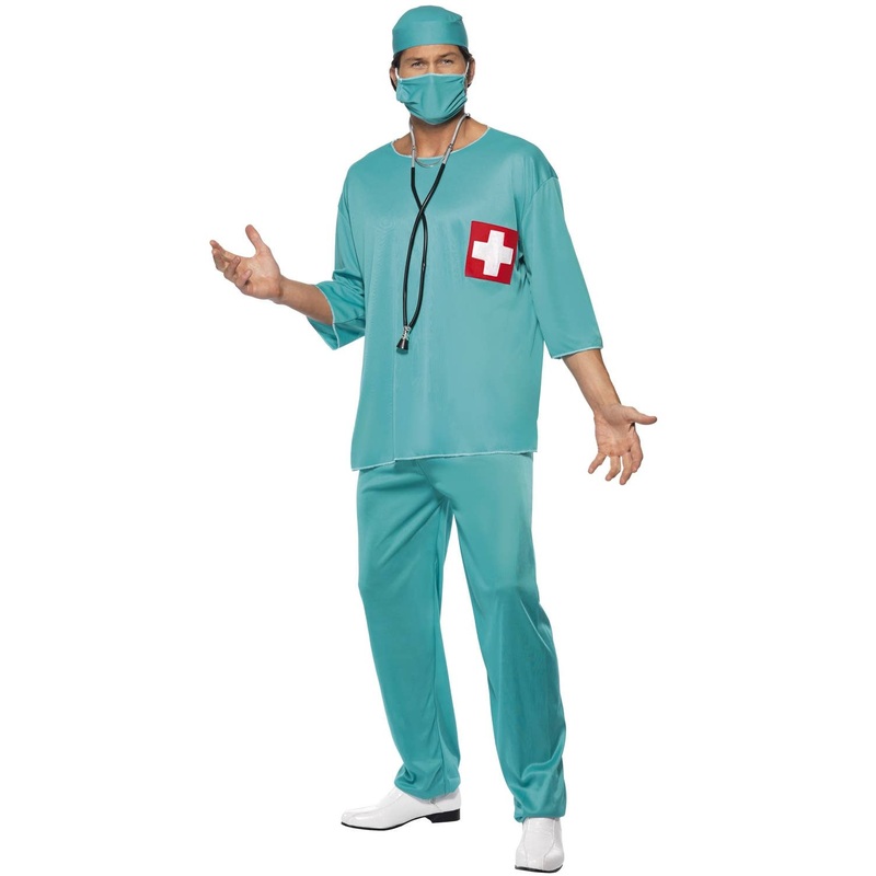 A&E Doctor Mens Blue Surgeon Scrubs Costume