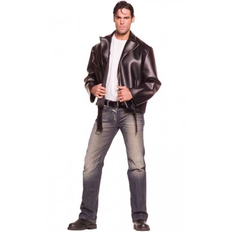 50s Greaser Mens Leather Look Costume Jacket