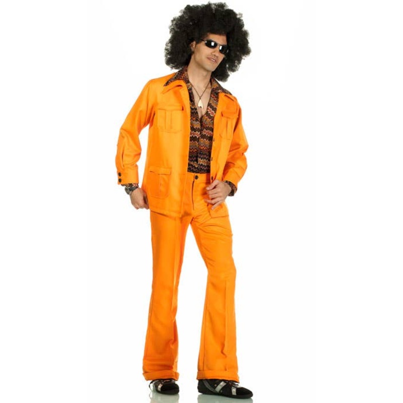 70s Deluxe Retro Leisure Suit Costume in Orange