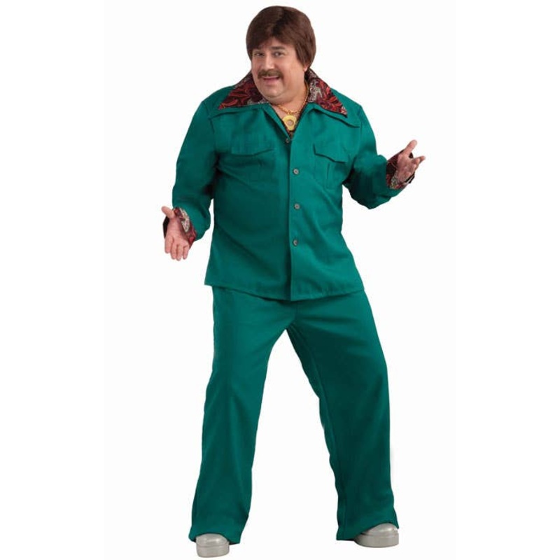 70s Plus Size Mens Green Leisure Suit Costume