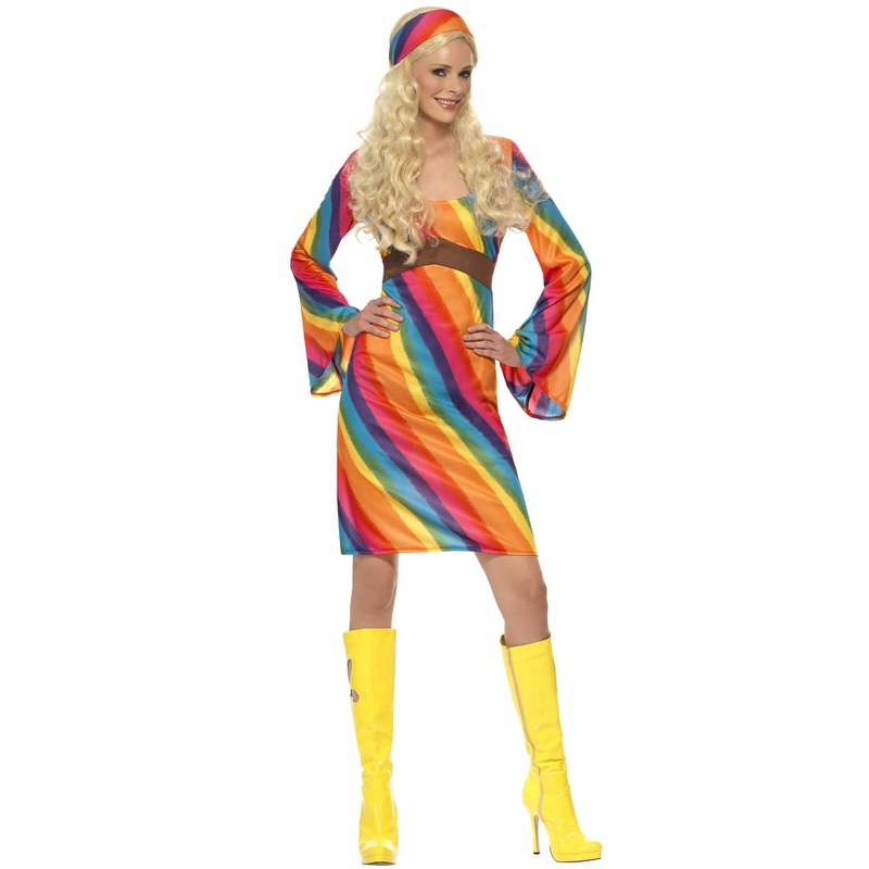 70s Womens Rainbow Hippie Costume