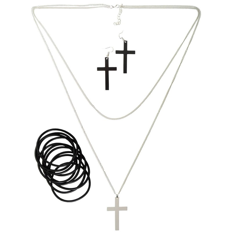 Radical Black 3 Piece 1980s Costume Accessory Set