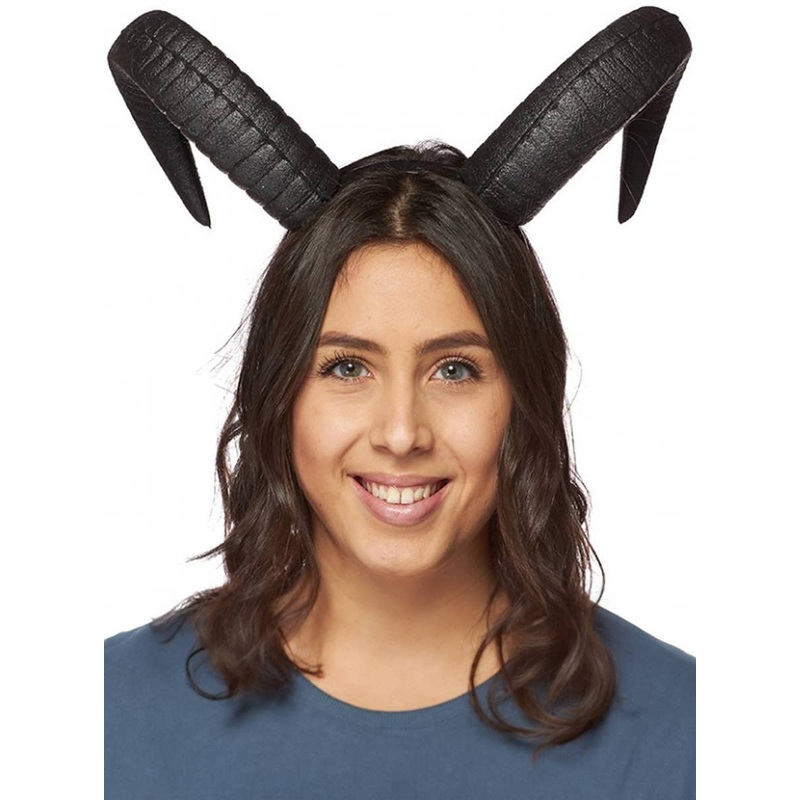 Soft Grey Foam 19cm Goat Horns Costume Headband
