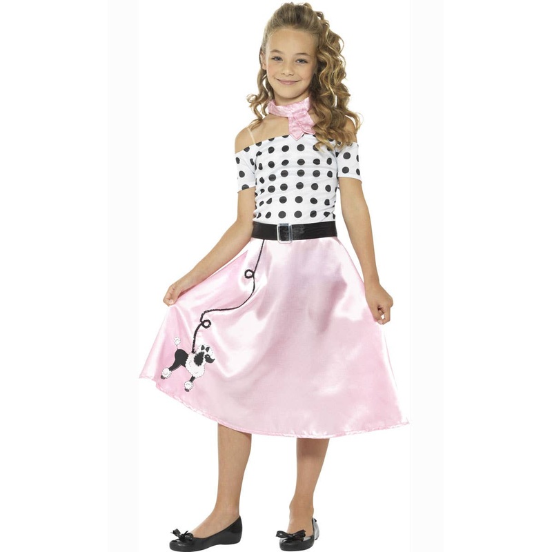 1950s Poodle Girl Kids Fancy Dress Costume