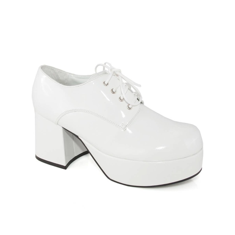 1970s Mens White Patent Platform Costume Shoes