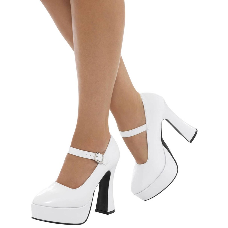 1970s White Patent Womens Platform Shoes