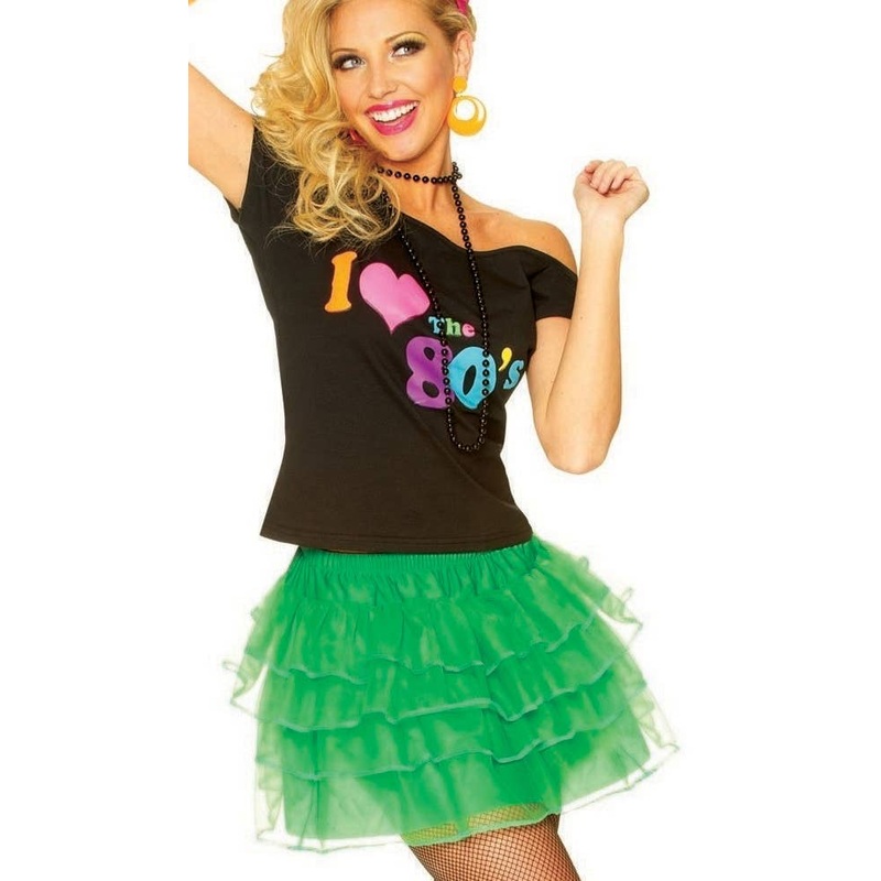1980s Bright Green Womens Ra Ra Petticoat
