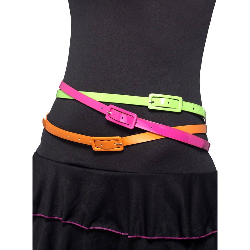 1980s Neon Costume Belts - 3 Pack