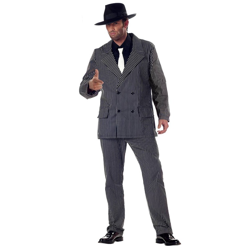1920s Pinstripe Gangster Mens Dress Up Costume