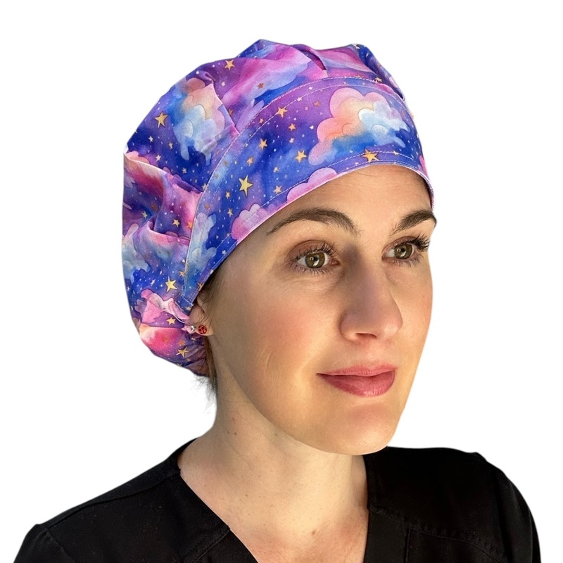 Cotton Candy Clouds- Bouffant|bouffant cap|with satin lining