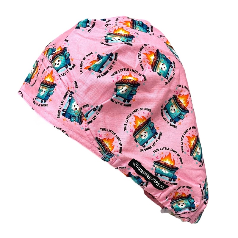 Dumpster Fire- Bouffant|Pink|Aqua|bouffant cap|with satin lining