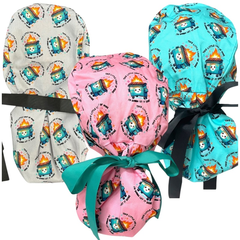 Dumpster Fire- Ponytail|ponytail cap|with satin lining|Aqua|Pink|Gray