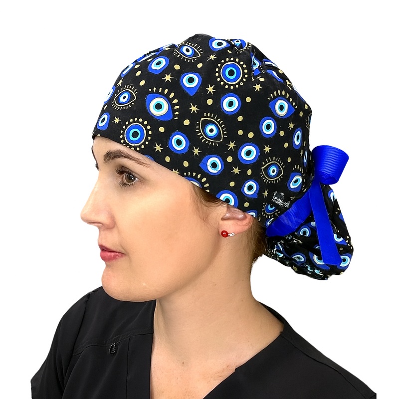 Evil Eye Black- Ponytail|ponytail cap|with satin lining