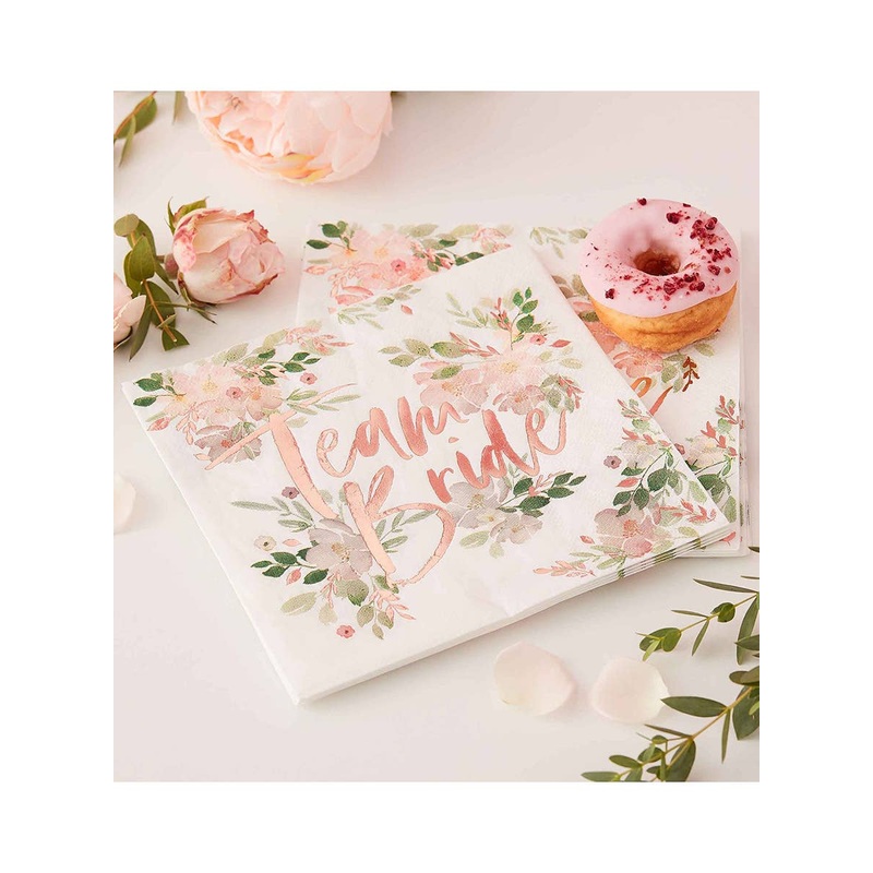 Floral Team Bride 16 Pack Paper Napkins
