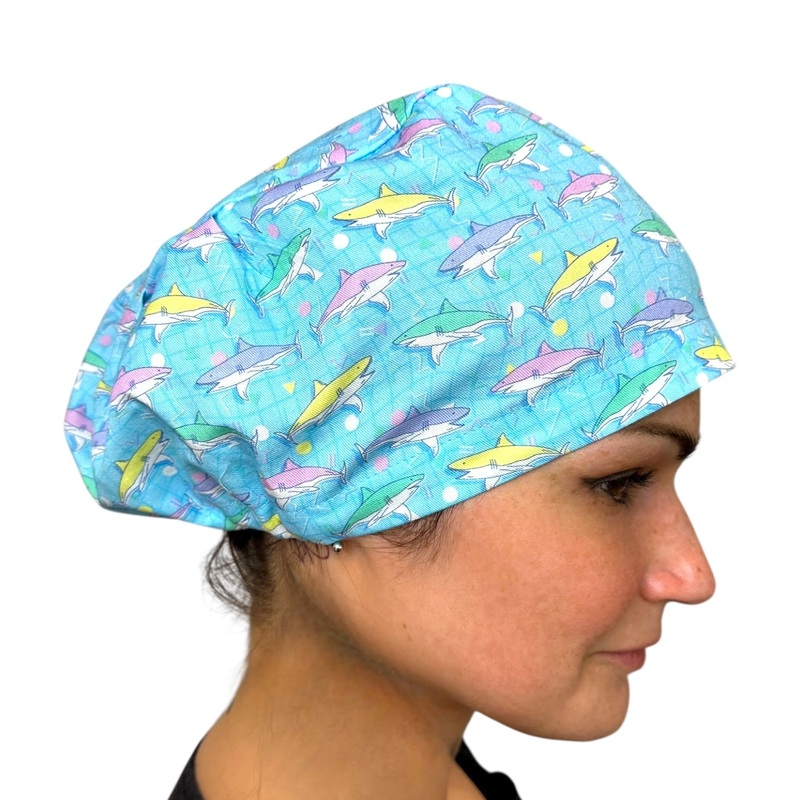 Retro Sharks- Euro|euro cap|with satin lining