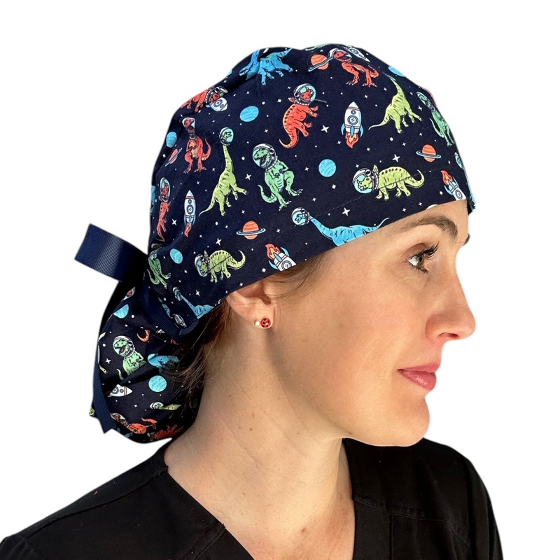 Space Dino- Ponytail|ponytail cap|with satin lining