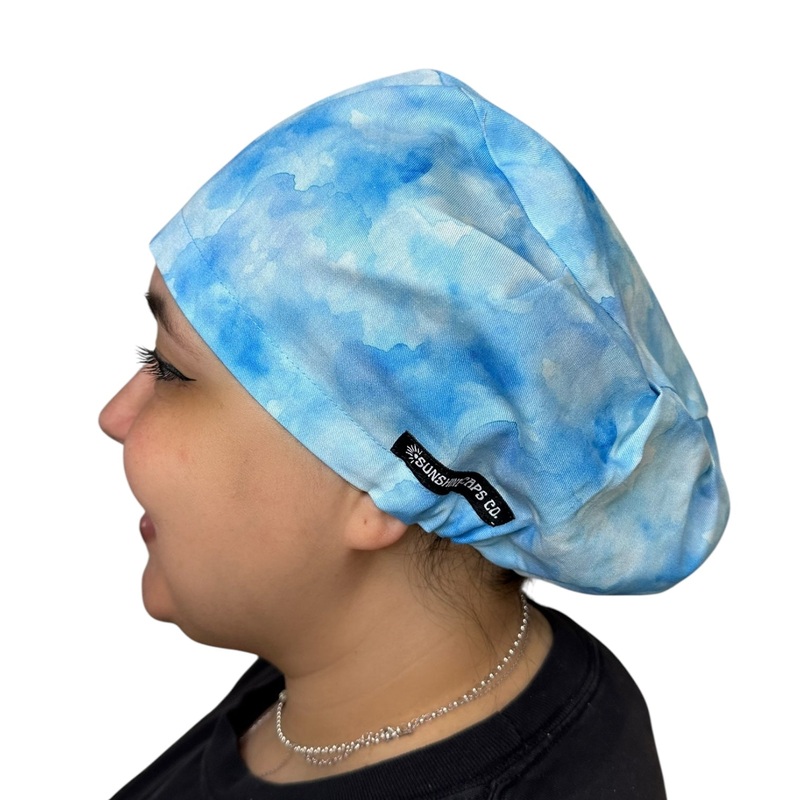 Blue Watercolor- Euro|euro cap|with satin lining