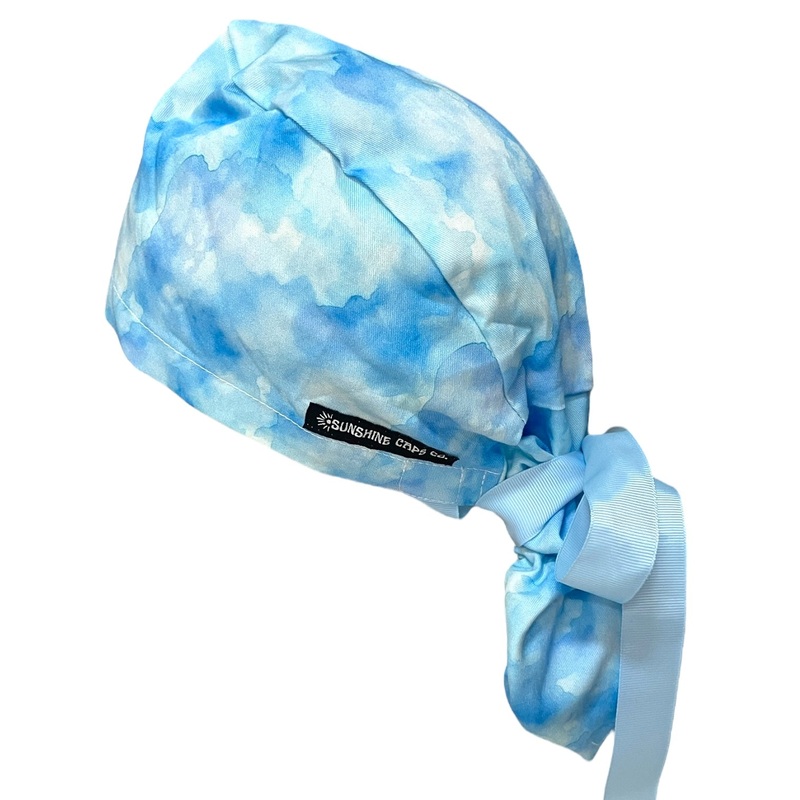Blue Watercolor- Ponytail|ponytail cap|with satin lining