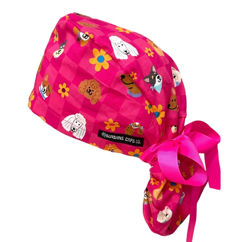 Checkered Pups- Ponytail|ponytail cap|with satin lining
