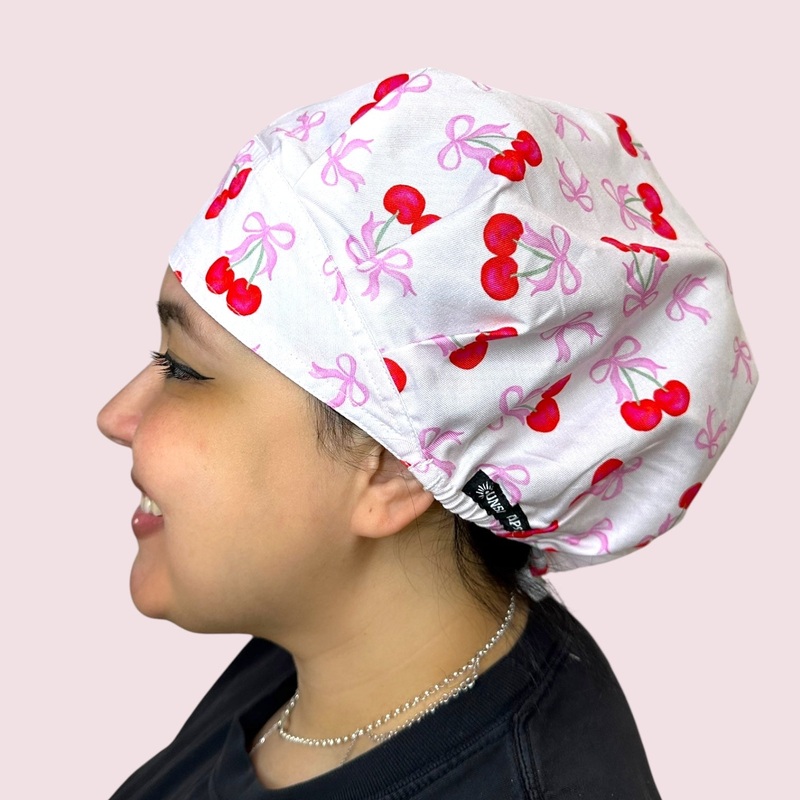 Cherry Coquette- Bouffant|bouffant cap|with satin lining