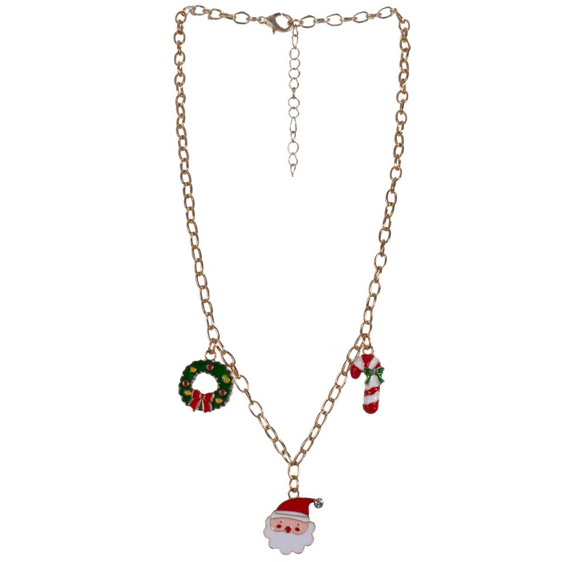 Christmas Icon Pendants on Gold Chain Necklace