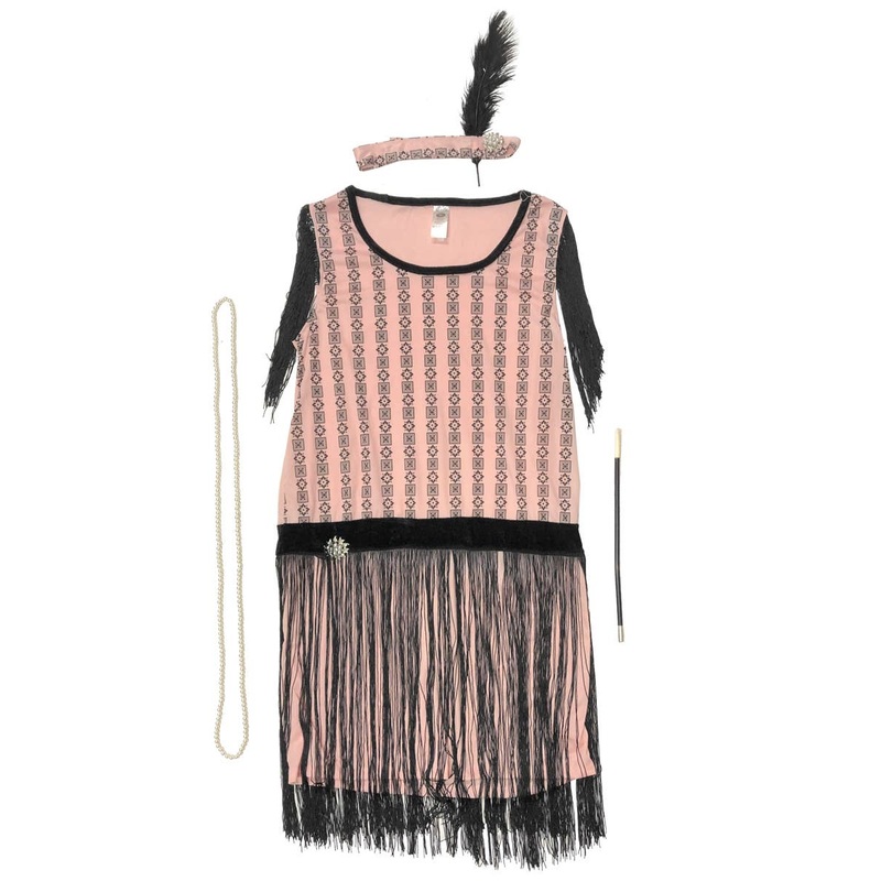 Pink and Black Flapper Womens Costume - Size Large