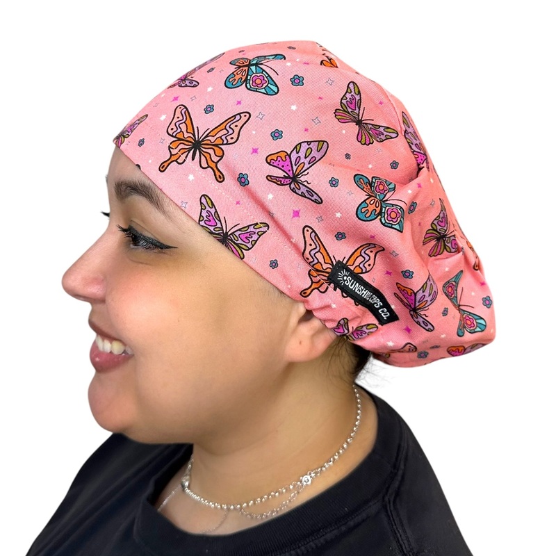 Pink Butterfly- Euro|euro cap|with satin lining