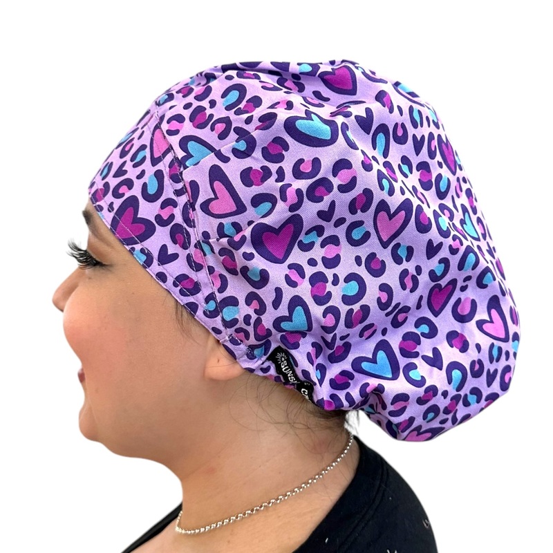 Purple Leopard- Bouffant|bouffant cap|with satin lining