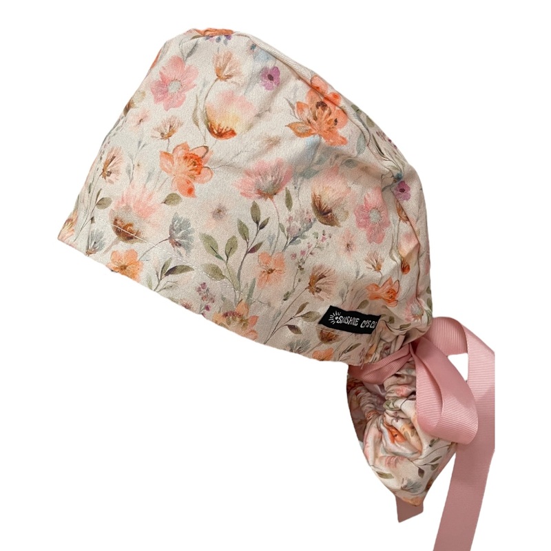Vintage Floral- Ponytail|ponytail cap|with satin lining