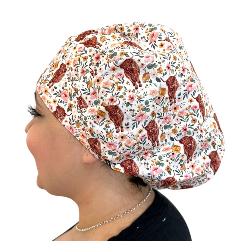 Highland Cow- Bouffant|bouffant cap|with satin lining