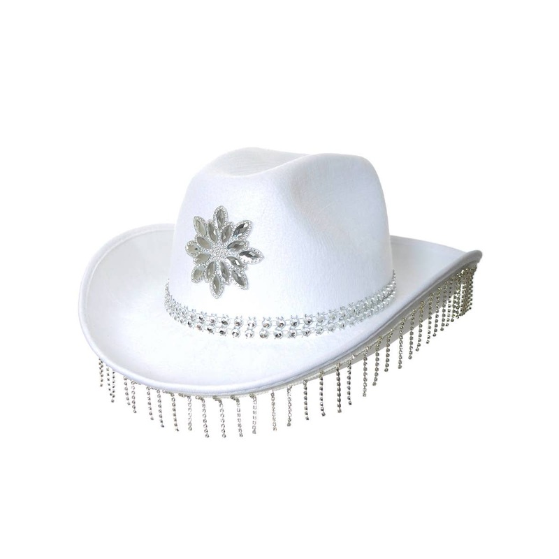 Rhinestone White Cowgirl Costume Hat