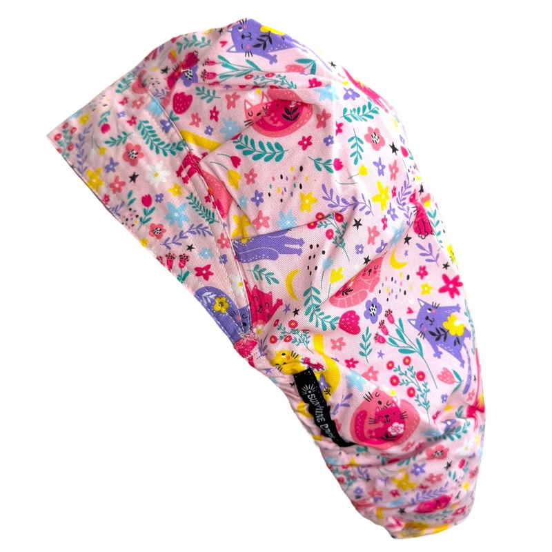 Blooming Kitties- Bouffant|bouffant cap|with satin lining