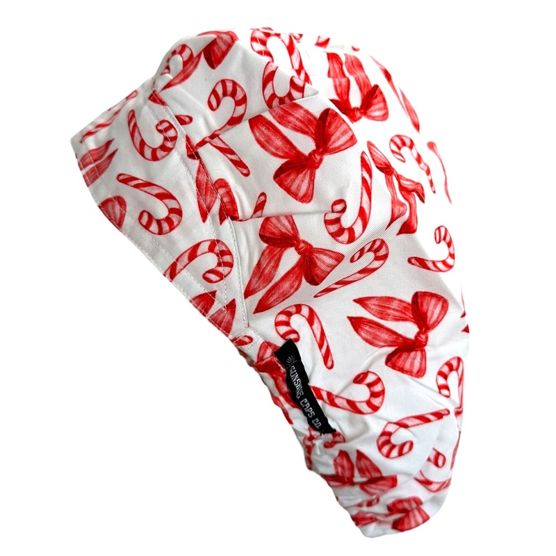 Candy Cane Bows- Bouffant|bouffant cap|with satin lining