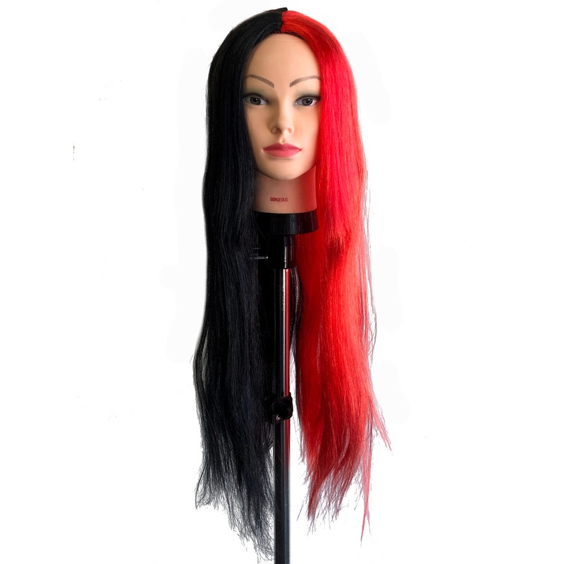 Extra Long Half Black and Red Women's Costume Wig