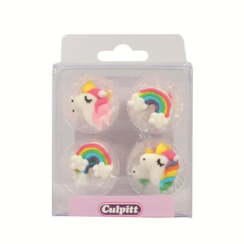 Unicorn & Rainbows Cake Toppers - 12 Pack