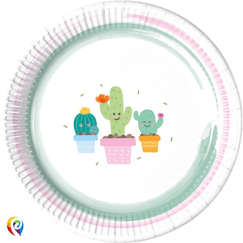 Cactus Party Paper Round Plates - 23cm