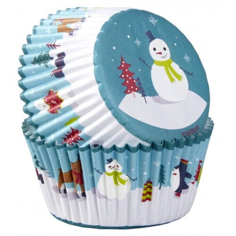Wilton Christmas Snowman Baking Cupcake Cases Cups - 75 pack