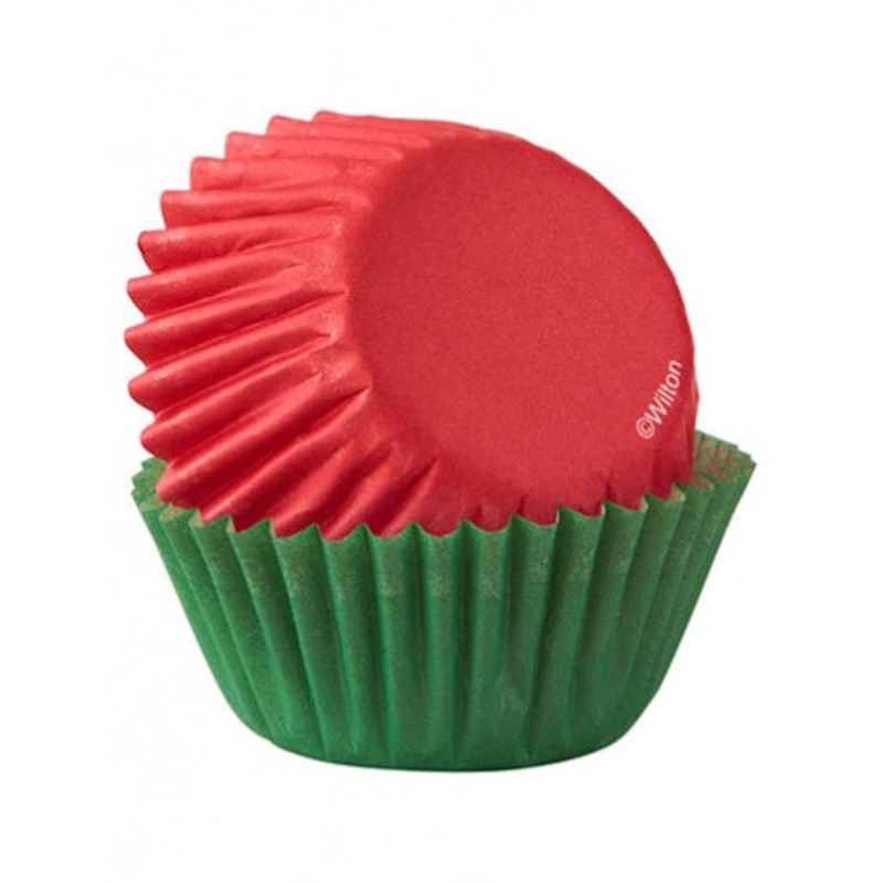 Wilton Red & Green Christmas Mini Baking Cups Cases - 100 pack