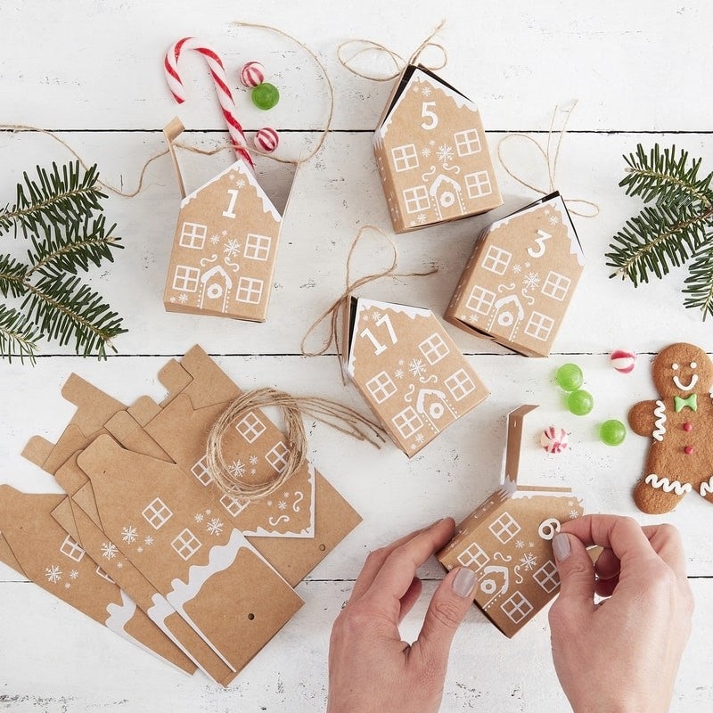 Gingerbread House Christmas Advent Calendar Boxes - Let It Snow - Ginger Ray