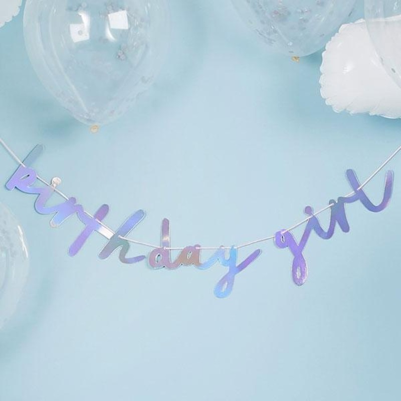 Iridescent Birthday Girl Banner by Hootyballoo
