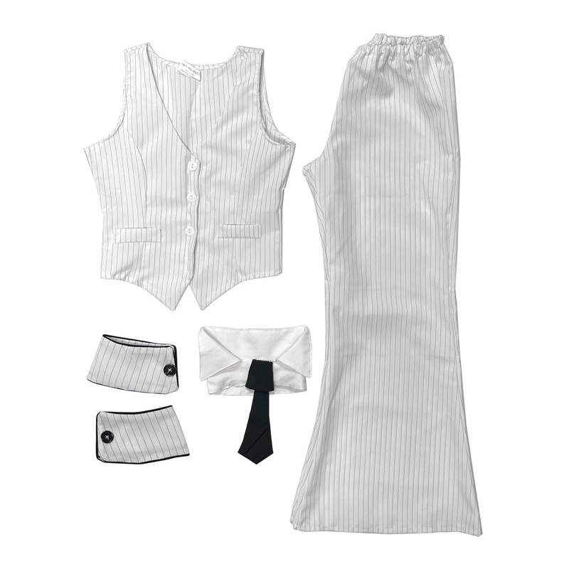 White Pinstripe Mob Boss Womens 1920s Gangster Costume - Size Large