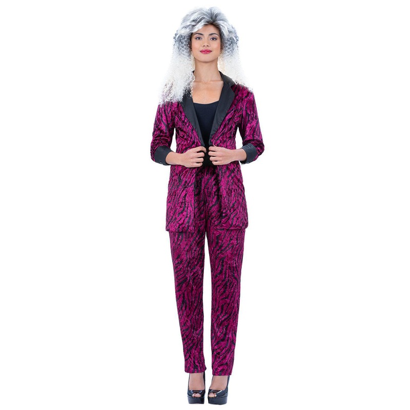 Zebra Print Womens Pink 1980s Plus Size Power Suit Costume