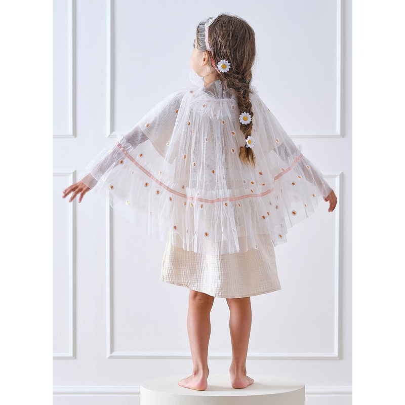 Deluxe Girls Sheer White Daisy Costume Cape