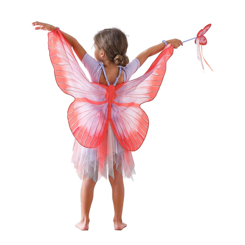 Deluxe Red Butterfly Girls Fabric Costume Wings