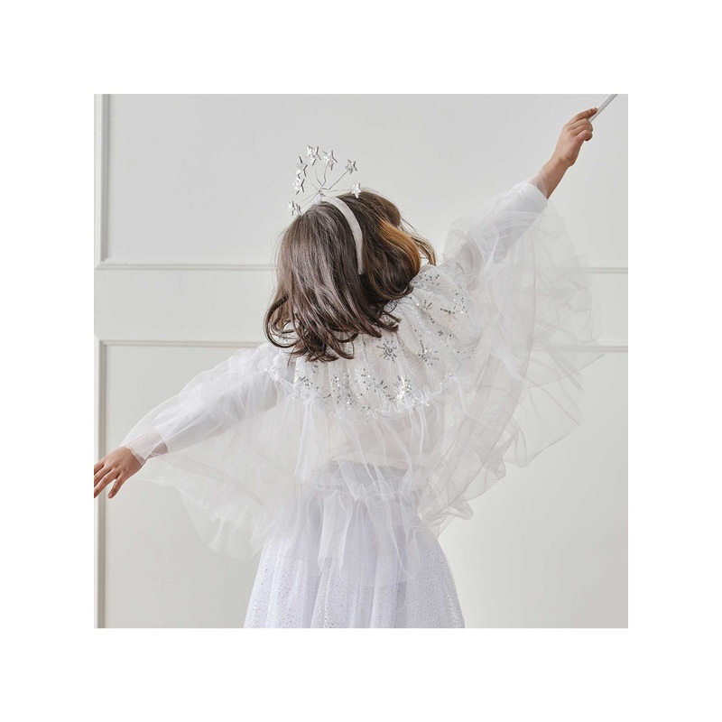 Sparkle Fairy Girls Princess Sheer White Costume Cape