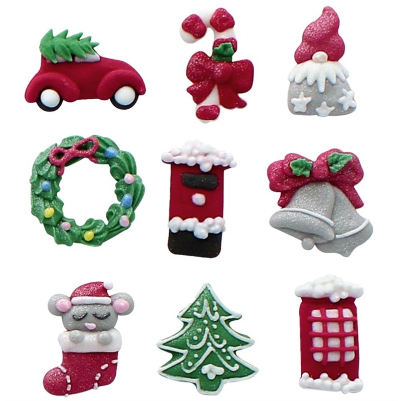 Christmas Crackers - Handmade Royal Icing Cake Decorations - 9 Pack