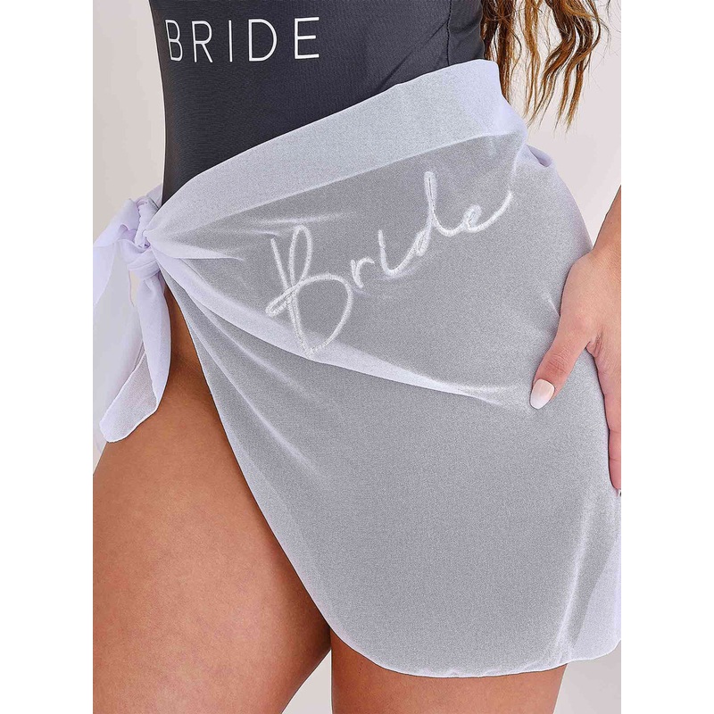 Bride Embroidered White Sheer Sarong
