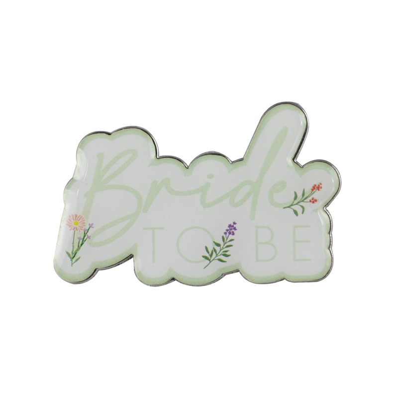 Bride To Be Floral Green Enamel Hens Night Party Badge