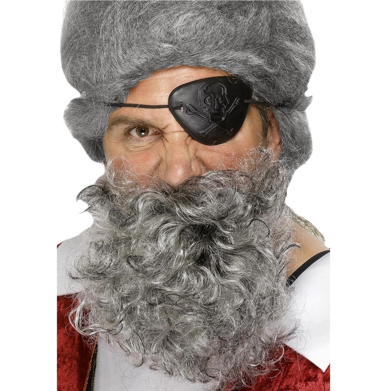 Curly Light Grey Pirate Costume Beard