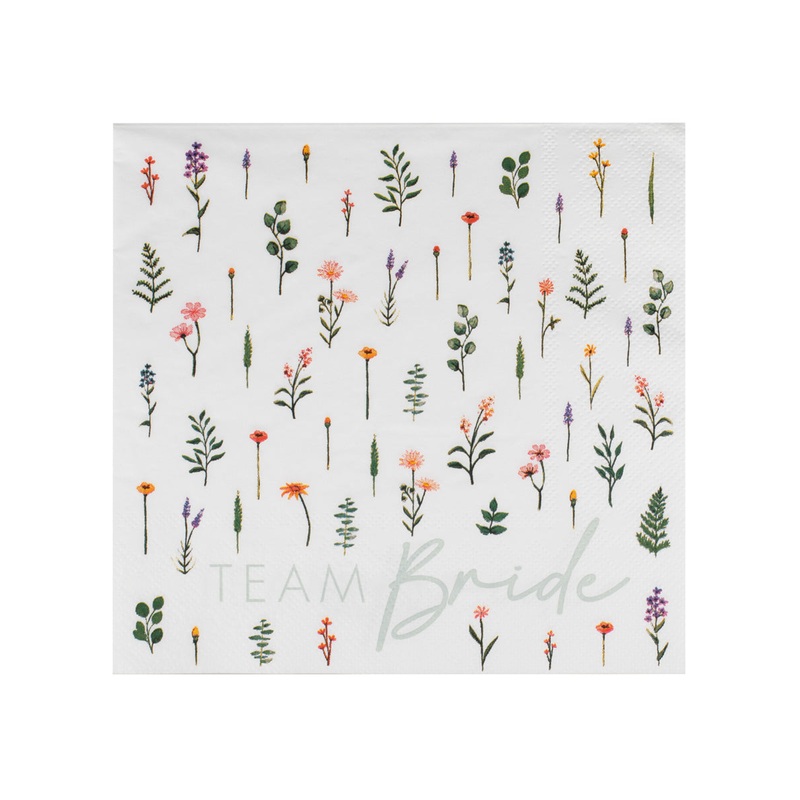 Team Bride Floral Hens Party Paper Napkins 16 Pack